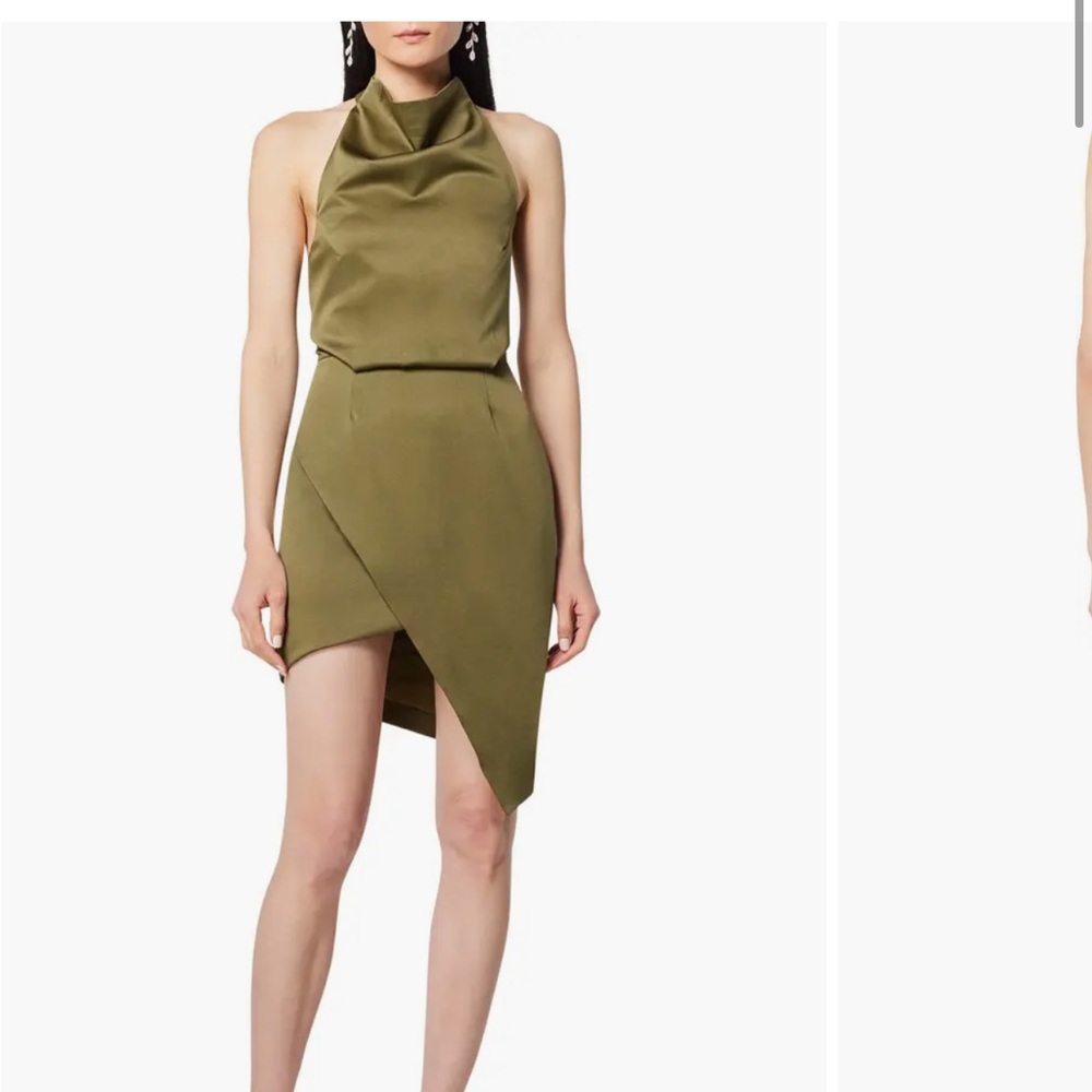 Olive Green Halter Neck Dress